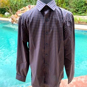 Navy/Brown Dress Shirt, size M